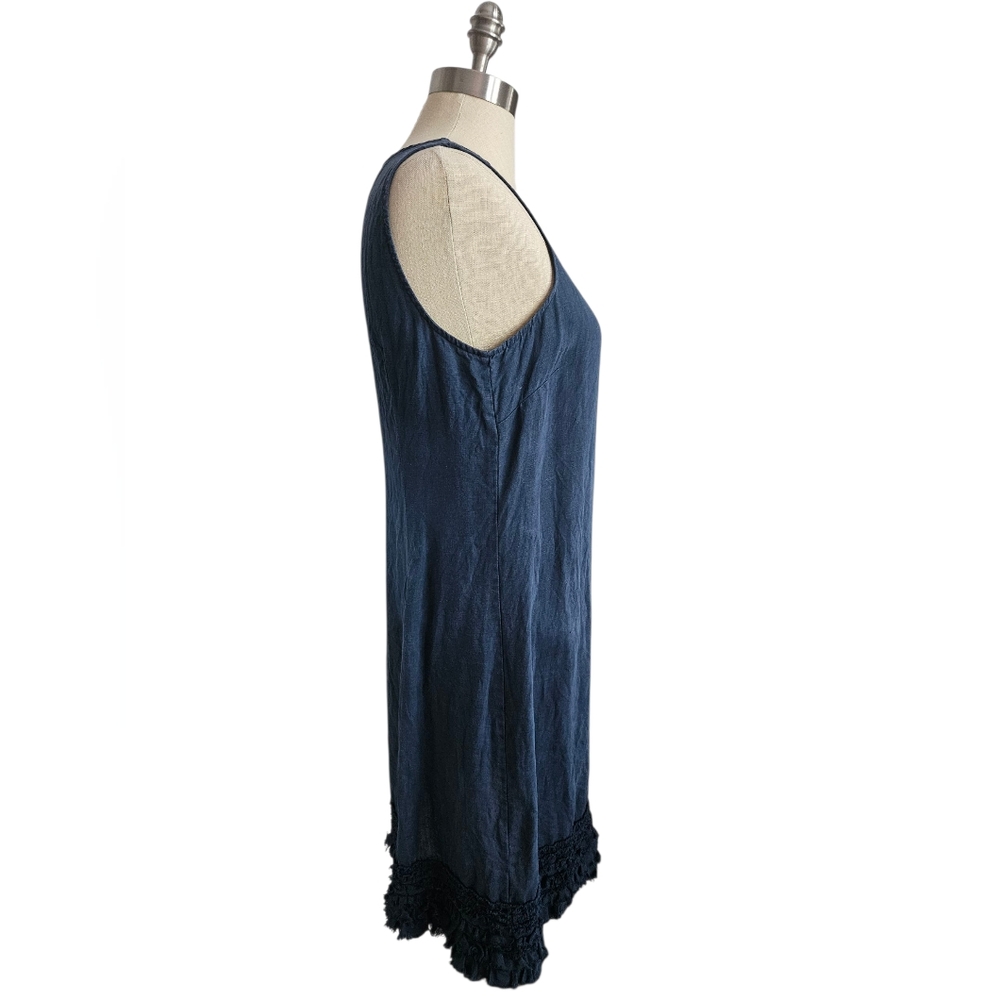 TOMMY BAHAMA Navy Linen Ruffle Hem Dress | SZ SP - Picture 4 of 11